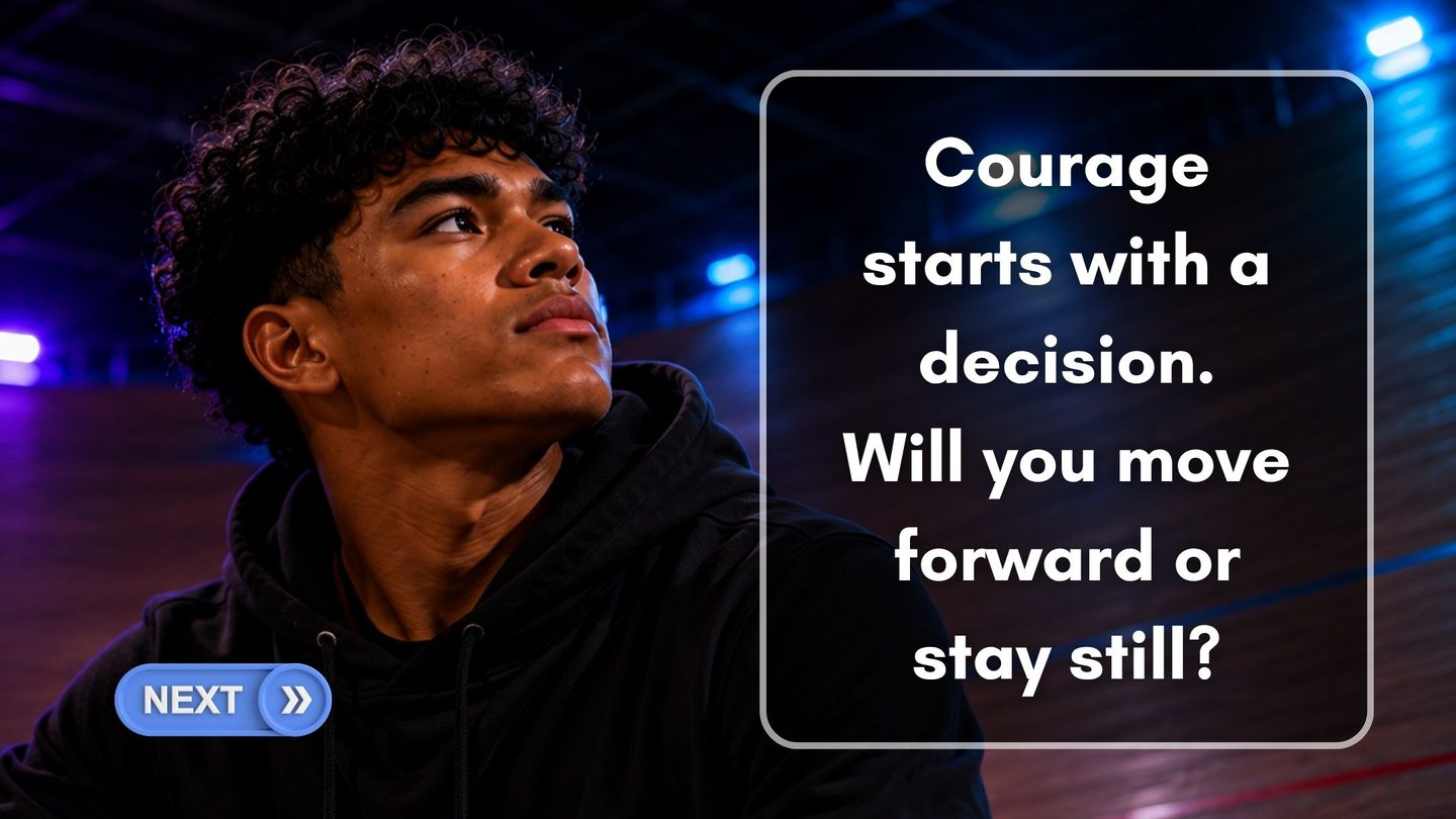 Courage starts with a decision. Will you move forward or stay still?